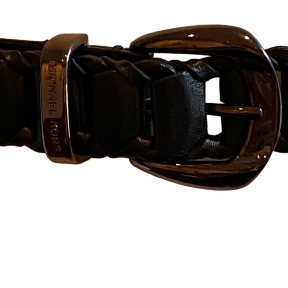 Michael Kors Black Leather Link Belt - Picture 3 of 9